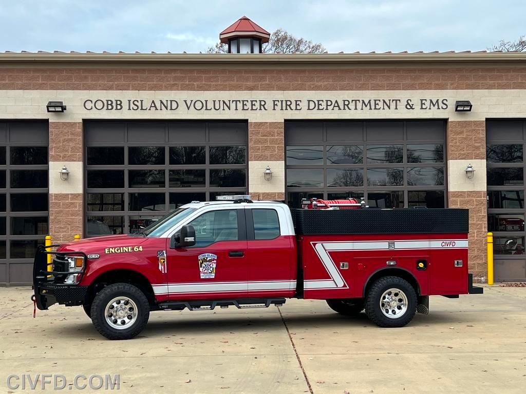Engine 64
Year: 2021
Manufacturer: 911 Rapid Response/Vengeant Apparatus
Make: Ford F-350